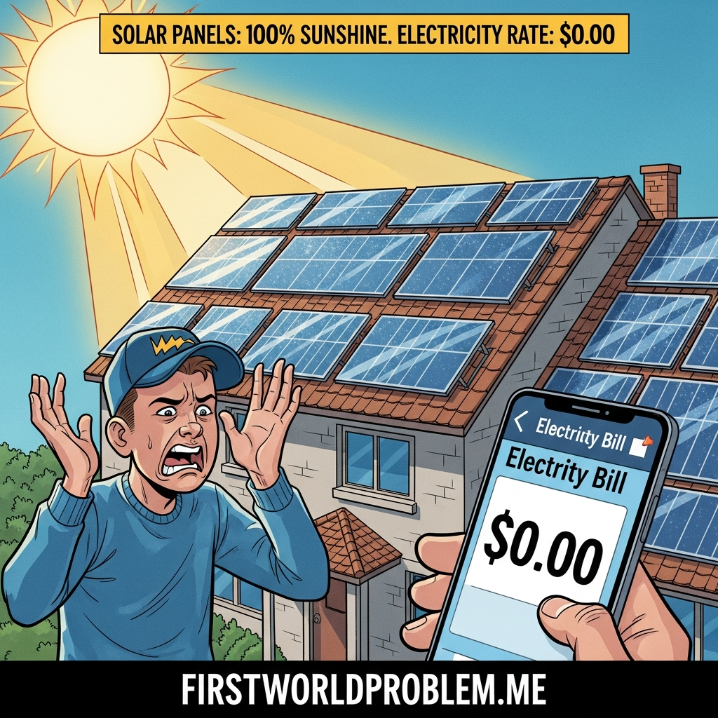 Solar panels: 100% sunshine. Electricity rate: $0.00